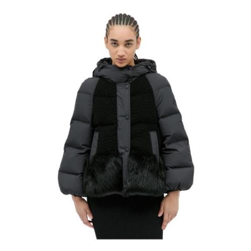 Korte donsjas met wollen panelen Moncler , Black , Dames