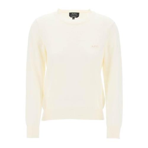 Zachte Katoenen Crewneck Pullover A.p.c. , White , Heren