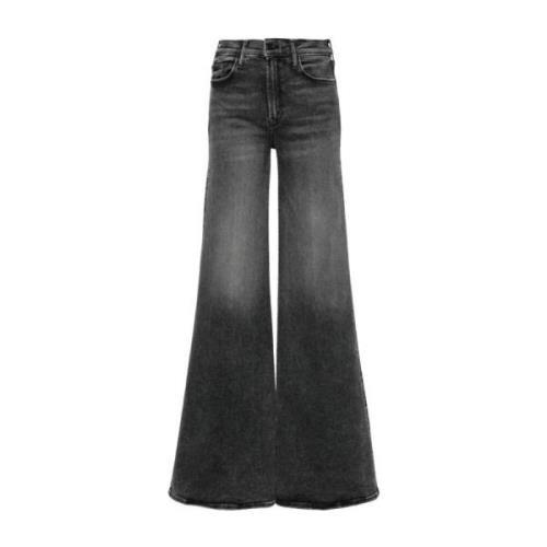 Zwarte Denim Jeans Flared Hem Mother , Black , Dames