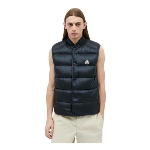 Gewatteerd Down Gilet met Logopatch Moncler , Blue , Heren