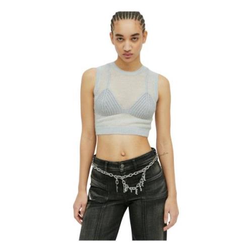 Gebreide tanktop met bralet-paneel Diesel , Gray , Dames