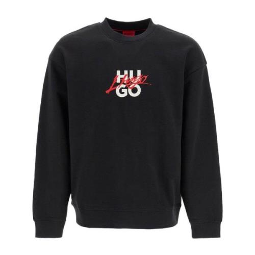 Geborduurde Logo Crewneck Sweatshirt Hugo Boss , Black , Heren