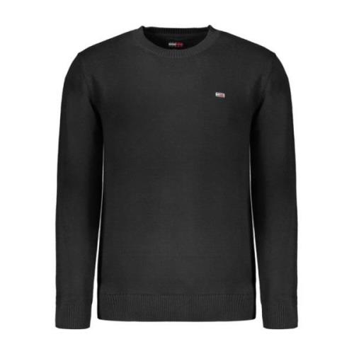 Zwarte katoenen trui met applicatielogo Tommy Hilfiger , Black , Heren