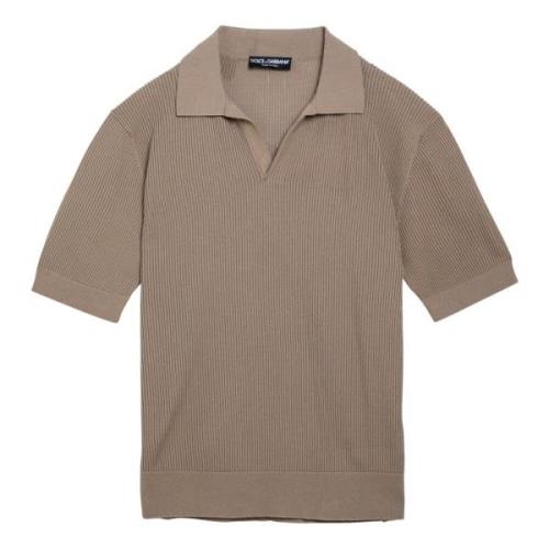 Polo Shirt Korte Mouw Dolce & Gabbana , Beige , Heren