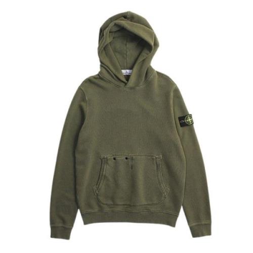 Diagonale Fleece Hoodie 'Old' Effect Stone Island , Green , Heren