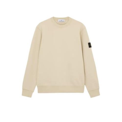 Katoen Fleece Crewneck Sweatshirt Stone Island , Beige , Heren