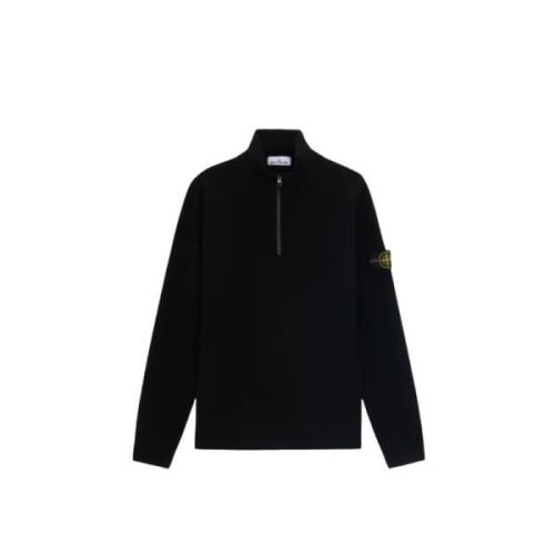 RWS-gecertificeerde Wol Half Zip Sweater Stone Island , Black , Heren