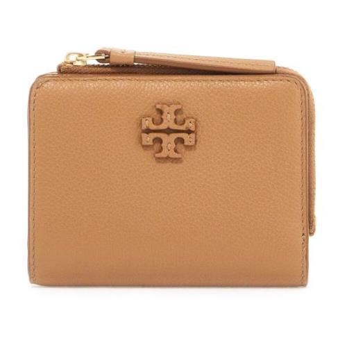 Gehamerd lederen dubbele zakportemonnee Tory Burch , Brown , Dames