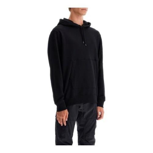 Lens Hoodie met Logo Elastische Inzet C.p. Company , Black , Heren