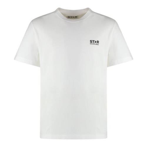 Katoenen Crew-neck T-shirt Achterprint Golden Goose , White , Heren