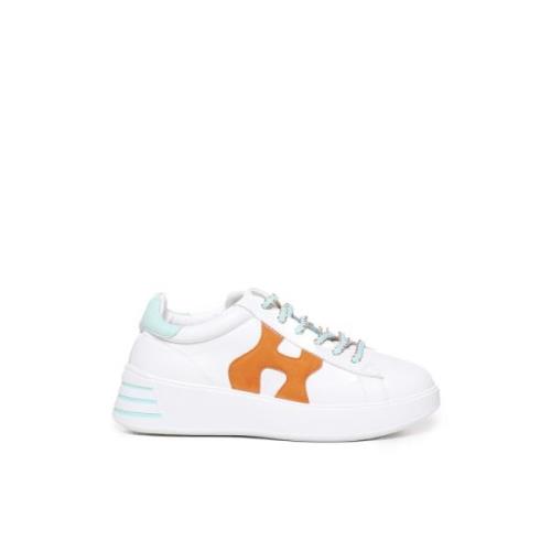 Witte Leren Sneakers met Suède Detail Hogan , White , Dames