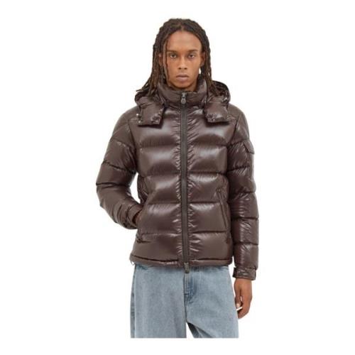 Gewatteerde korte donsjas met capuchon Moncler , Brown , Heren