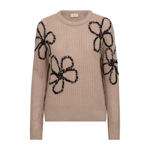 Beige Bloemen Trui Freequent , Beige , Dames