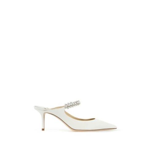 Kristalversierde Bing satijnen muiltjes Jimmy Choo , White , Dames