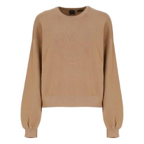 Bruine Katoenmix Sweater Love Birds Pinko , Brown , Dames