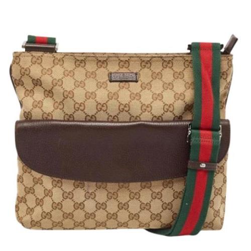 Pre-owned Canvas shoulder-bags Gucci Vintage , Beige , Dames