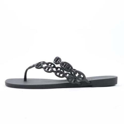 Pre-owned Rubber sandals Hermès Vintage , Black , Dames