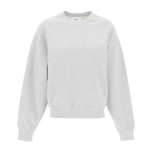 Katoenen Crewneck Sweatshirt met Logoprint Ami Paris , Gray , Heren