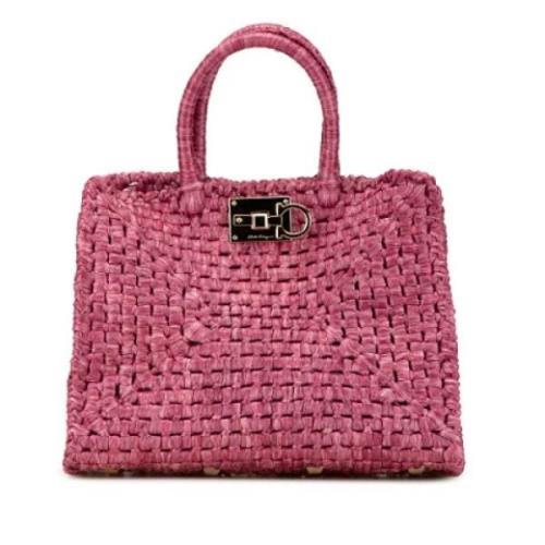 Pre-owned Raffia totes Salvatore Ferragamo Pre-owned , Pink , Dames