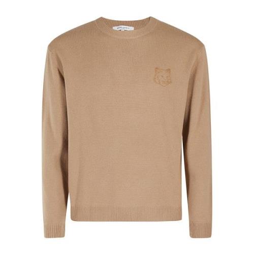 Geborduurde Vossenhoofd Trui Maison Kitsuné , Brown , Heren