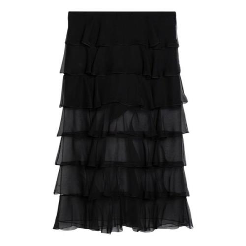 Lange Rok met een Moderne Twist Valentino Garavani , Black , Dames