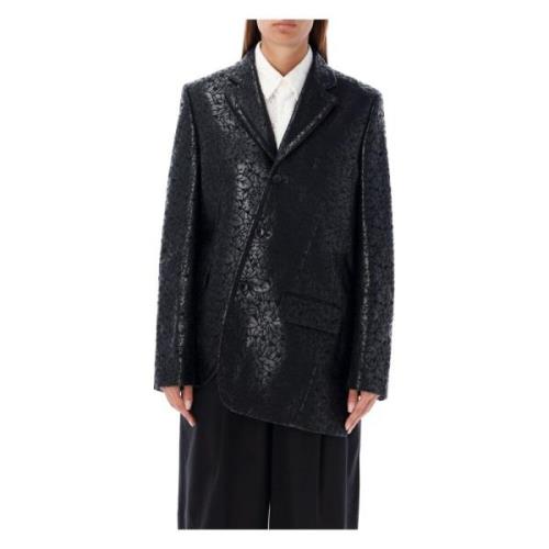 Zwarte Bloemenpatroon Blazer Jas Comme des Garçons , Black , Dames