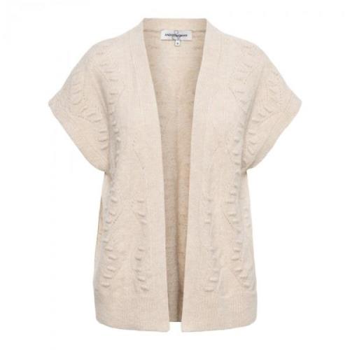 Ecru Jacquard Gebreid Vest &Co Woman , Beige , Dames