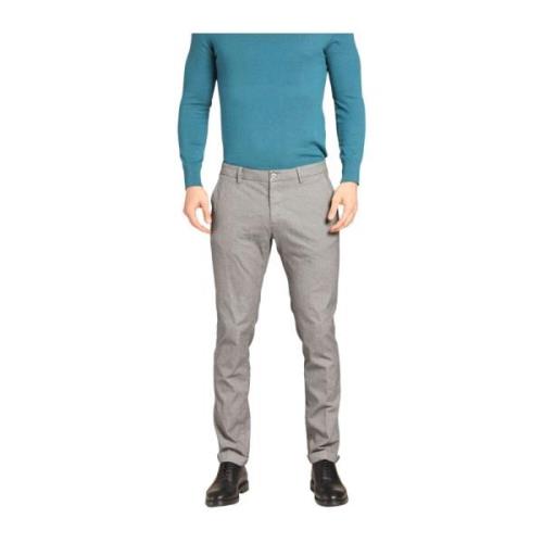 Slim Fit Grijze Chino Broek Micro Patroon Mason's , Gray , Heren