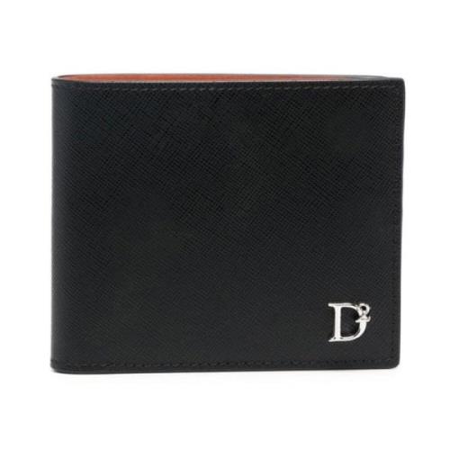 Zwarte Portemonnee met Logo Dsquared2 , Black , Heren