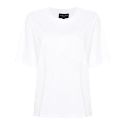 Geborduurde Logo T-shirts en Polo's Emporio Armani , White , Dames