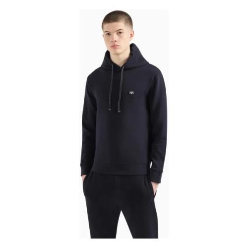 Nachtblauwe Hoodie met Contrastdetails Emporio Armani , Blue , Heren