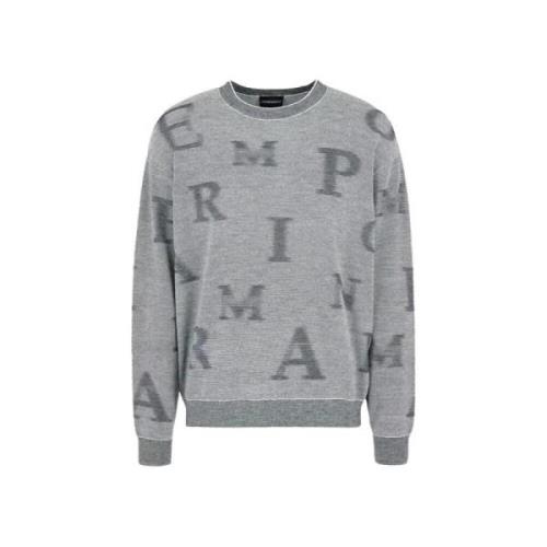 Blauwe Wol Crew-Neck Sweater Emporio Armani , Blue , Heren