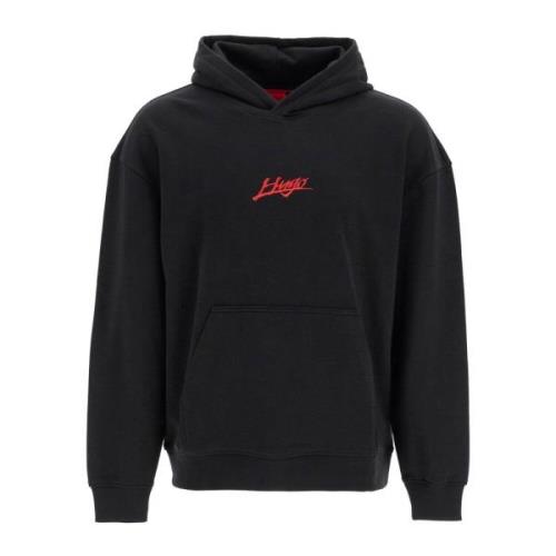 Geborduurde Logo Hoodie met Kangoeroezak Hugo Boss , Black , Heren