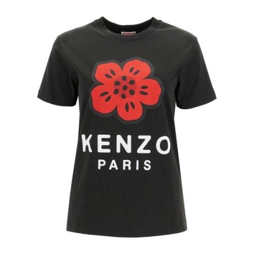 Boke Flower Print Crew Neck T-Shirt Kenzo , Black , Dames