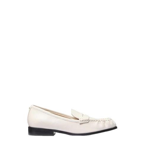 Platte Slip-On Leren Mocassins Michael Kors , White , Dames