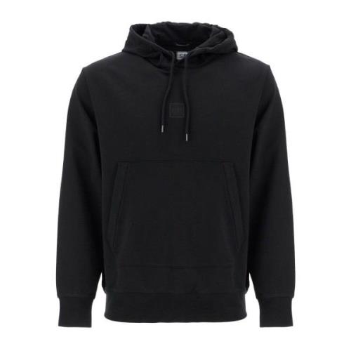 Stretch Jersey Hoodie met Rubberen Logo C.p. Company , Black , Heren