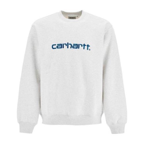 Geborduurde Logo Crewneck Sweatshirt Carhartt Wip , Gray , Heren