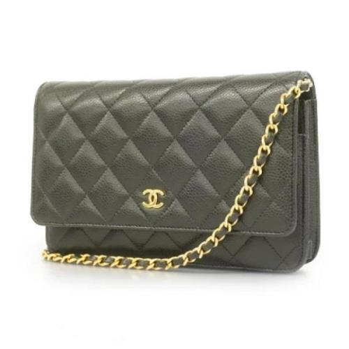 Pre-owned Leather wallets Chanel Vintage , Black , Dames