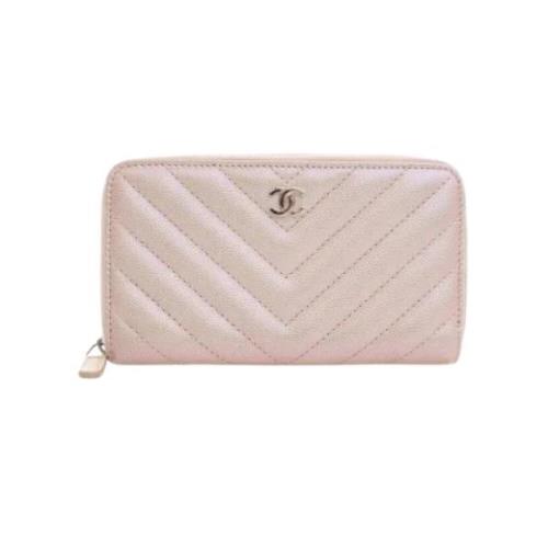 Pre-owned Leather wallets Chanel Vintage , Pink , Dames