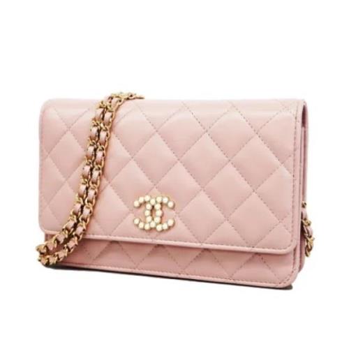 Pre-owned Leather wallets Chanel Vintage , Pink , Dames