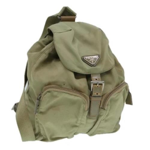 Pre-owned Nylon backpacks Prada Vintage , Beige , Unisex