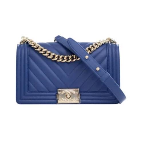 Pre-owned Leather chanel-bags Chanel Vintage , Blue , Dames