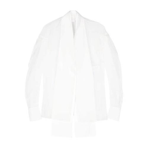 Zijden Organza V-hals Shirt Genny , White , Dames