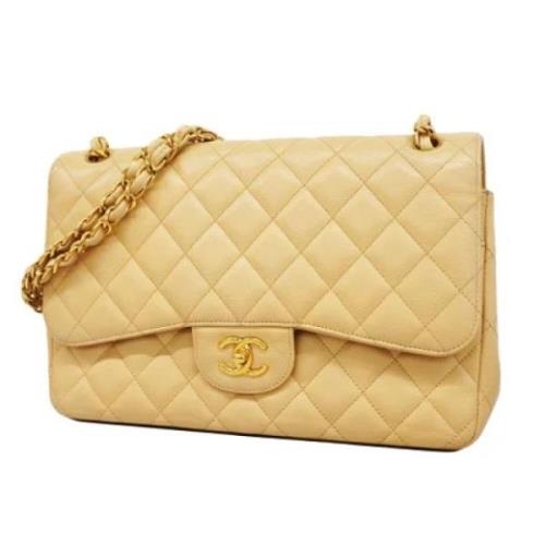 Pre-owned Leather chanel-bags Chanel Vintage , Beige , Dames