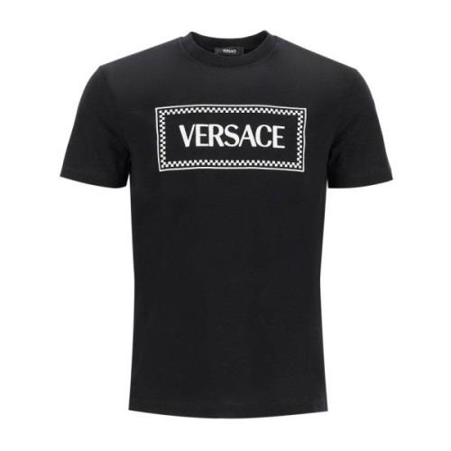 Geborduurd Logo T-Shirt Versace , Black , Heren