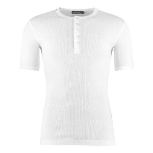 Geribbeld katoenen crew-neck t-shirt Dolce & Gabbana , White , Heren