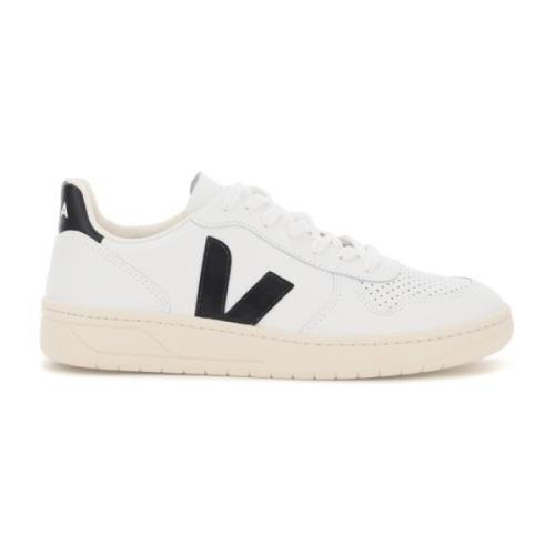 Monogram Leren Sneakers met Rubberdetail Veja , White , Heren