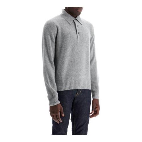 Kasjmier Polo-Stijl Sweater Tom Ford , Gray , Heren