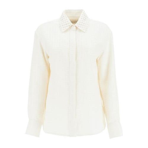 Jacquard Shirt met Kristalversierde Kraag Golden Goose , White , Dames