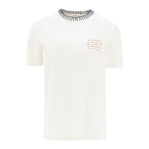 Geborduurde Crewneck T-shirt Golden Goose , White , Dames